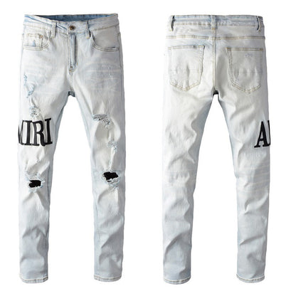 Denim slim fit AMR black script