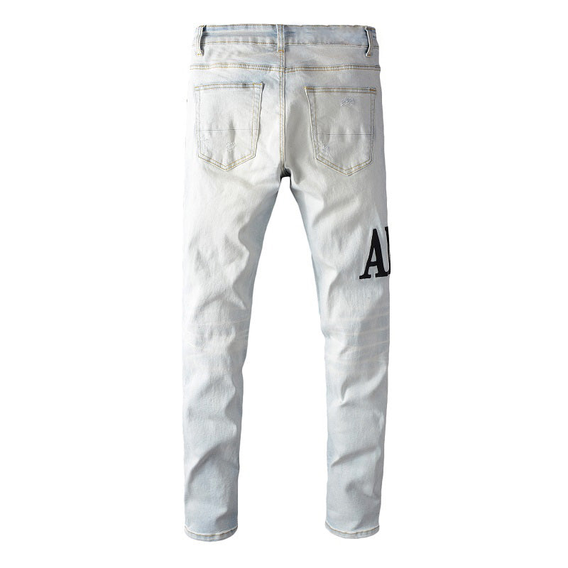 Denim slim fit AMR black script