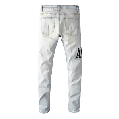 Denim slim fit AMR black script