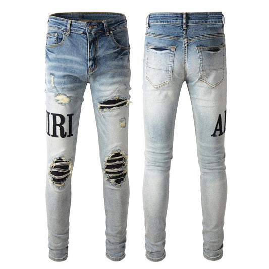 Denim slim fit AMR biker script