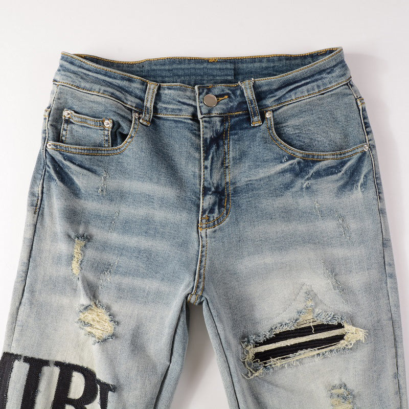 Denim slim fit AMR biker script