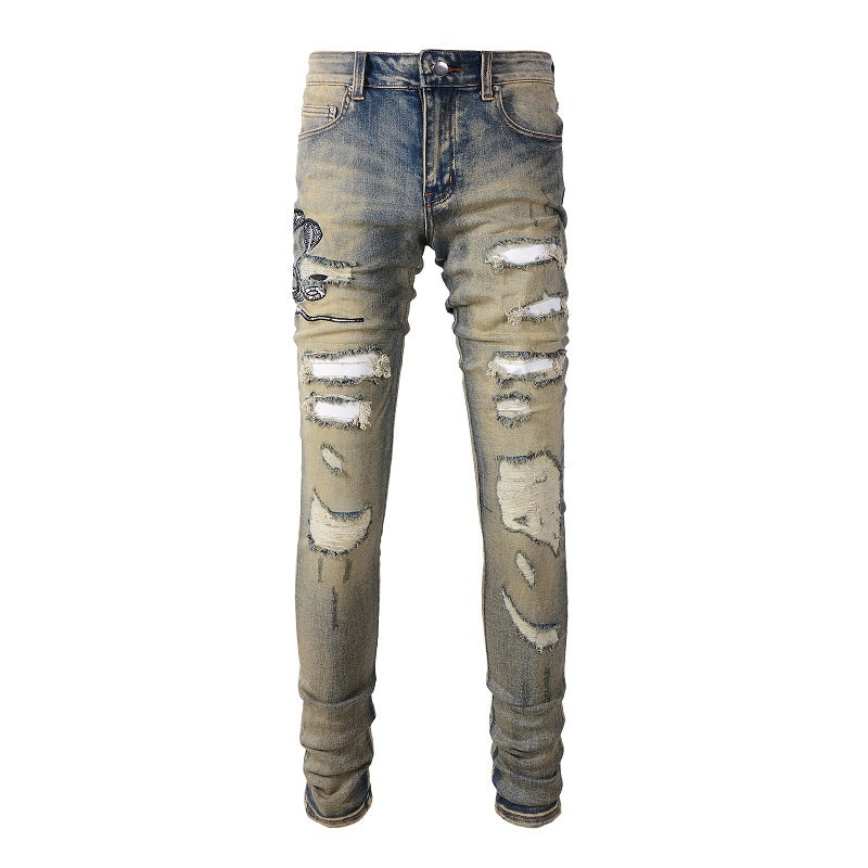 Denim slim fit snake fade