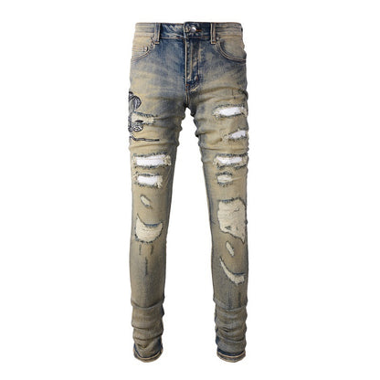Denim slim fit snake fade