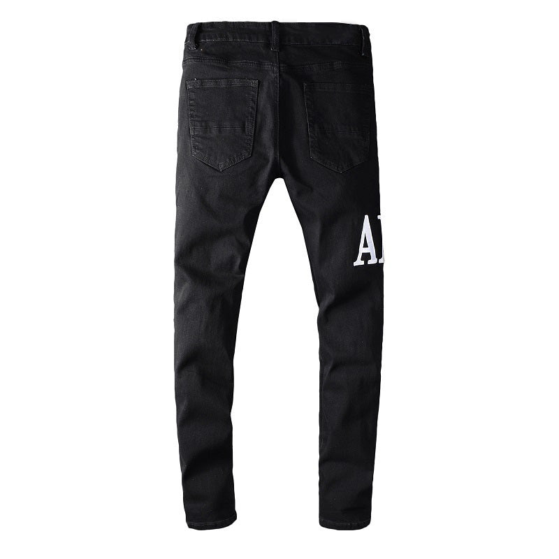 Denim slim fit AMR white script