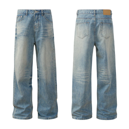 Denim straight leg washed