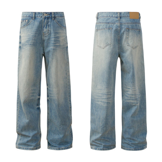 Denim straight leg washed