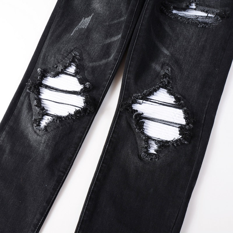 Denim slim fit white black 1.0