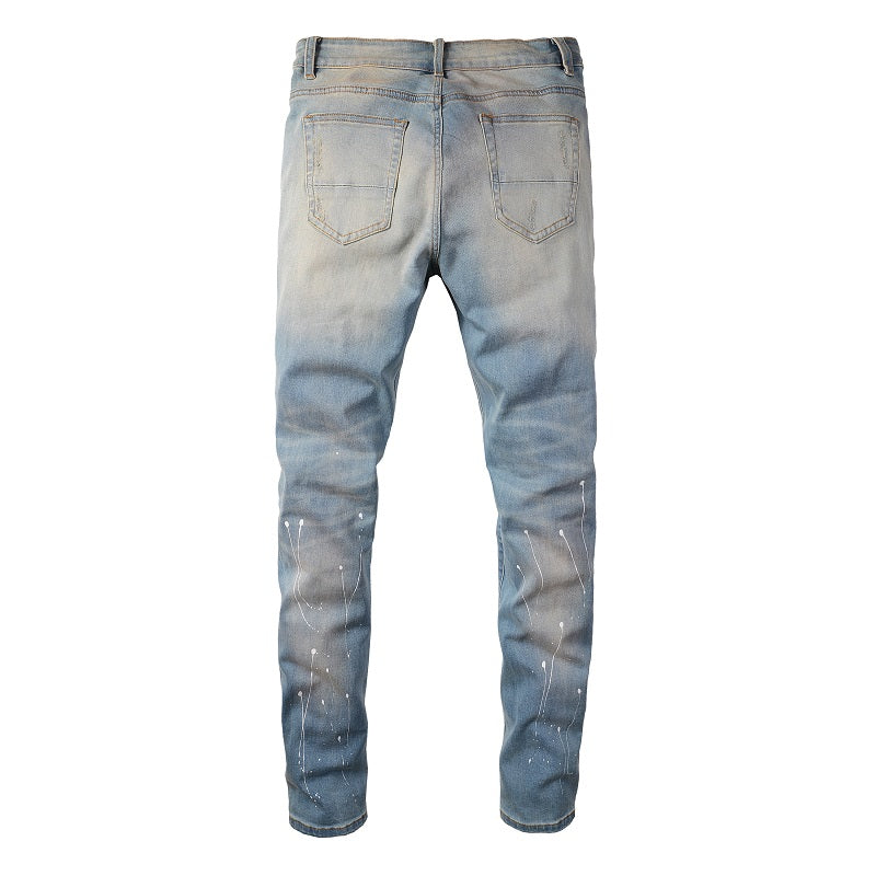 Denim slim fit diamond black print