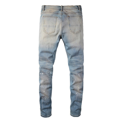Denim slim fit diamond black print