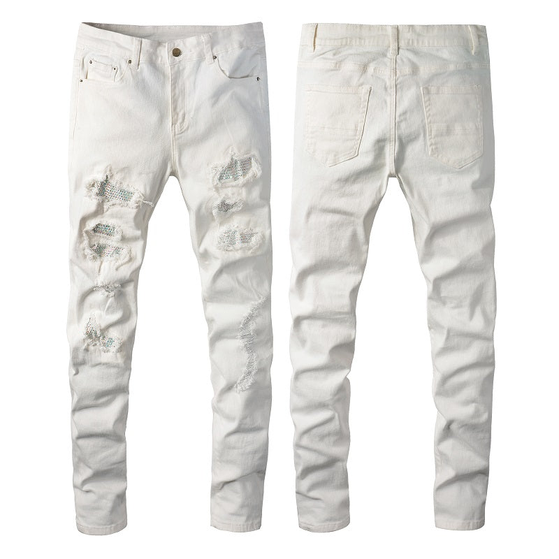 Denim slim fit disco white
