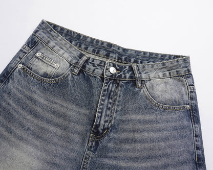 Denim straight light washed