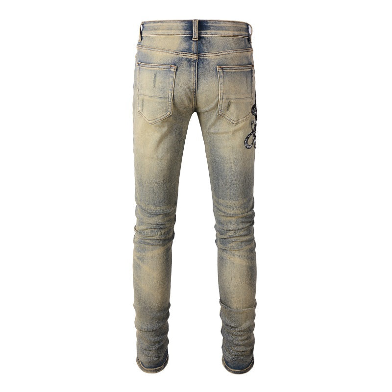 Denim slim fit snake fade