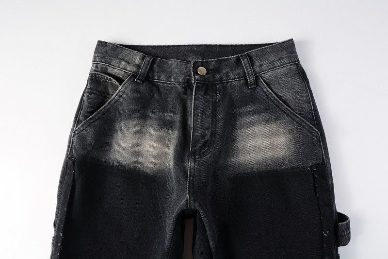 Denim flared black faded