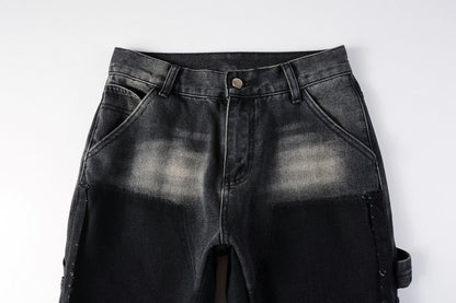 Denim flared black faded