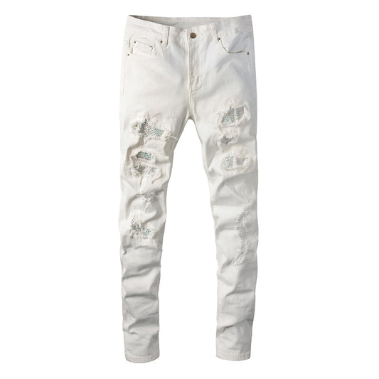 Denim slim fit disco white