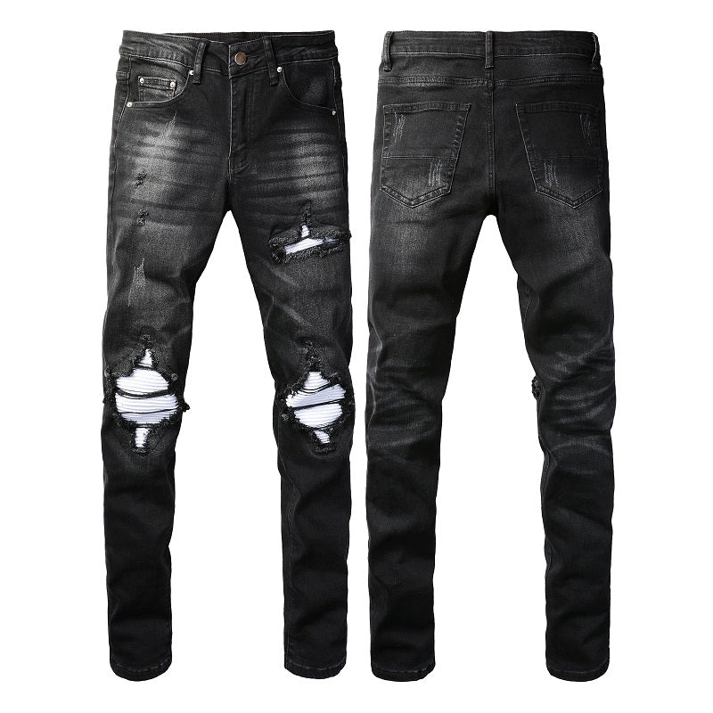 Denim slim fit white black 1.0