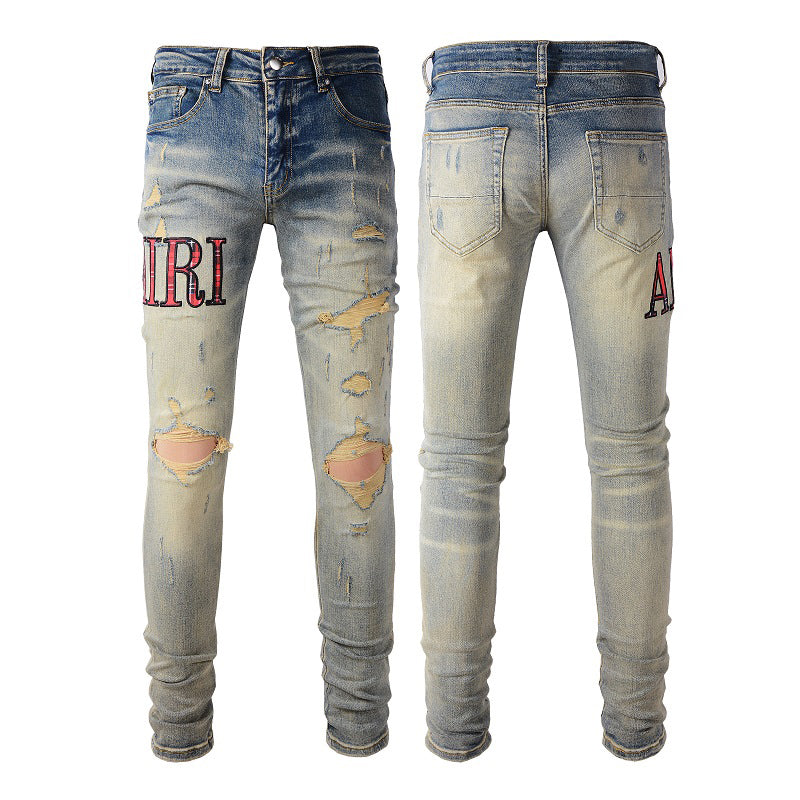 Denim slim fit AMR red fade