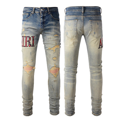 Denim slim fit AMR red fade