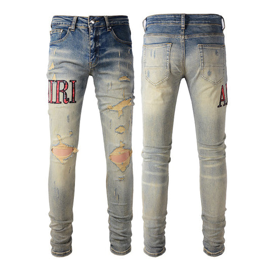 Denim slim fit AMR red fade
