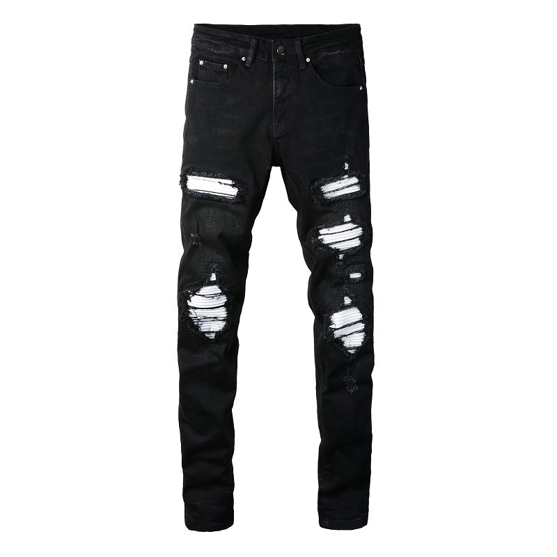 Denim slim fit black white