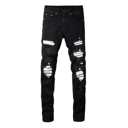 Denim slim fit black white