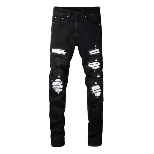Denim slim fit black white