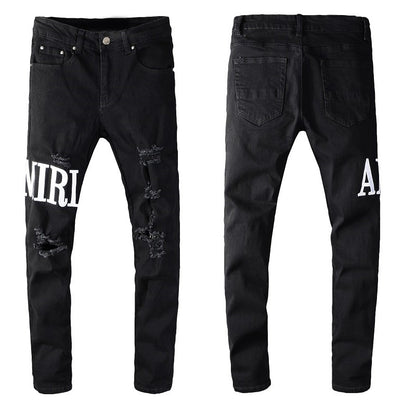Denim slim fit AMR white script
