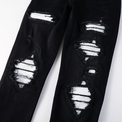 Denim slim fit black white