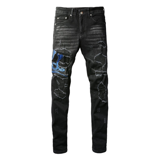 Denim slim fit snake BLUE
