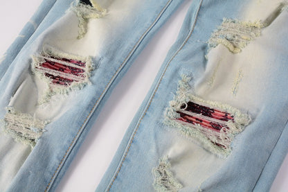 Denim slim fit AMR pink leopard