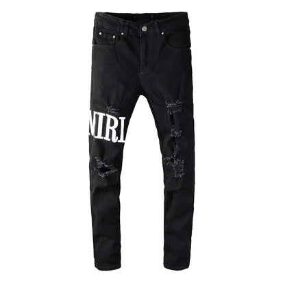 Denim slim fit AMR white script