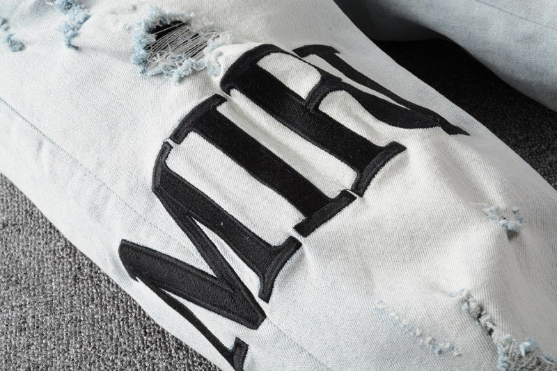 Denim slim fit AMR black script