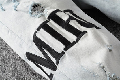 Denim slim fit AMR black script