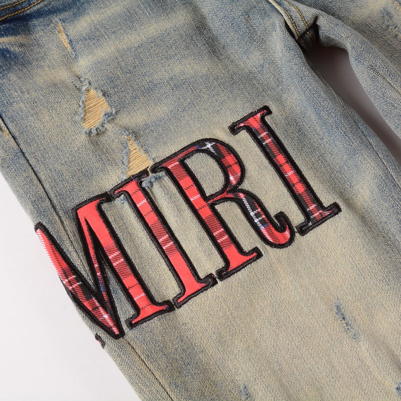 Denim slim fit AMR red fade