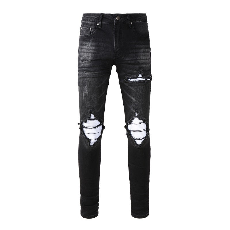 Denim slim fit white black 1.0