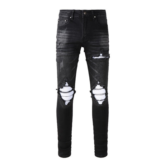 Denim slim fit white black 1.0