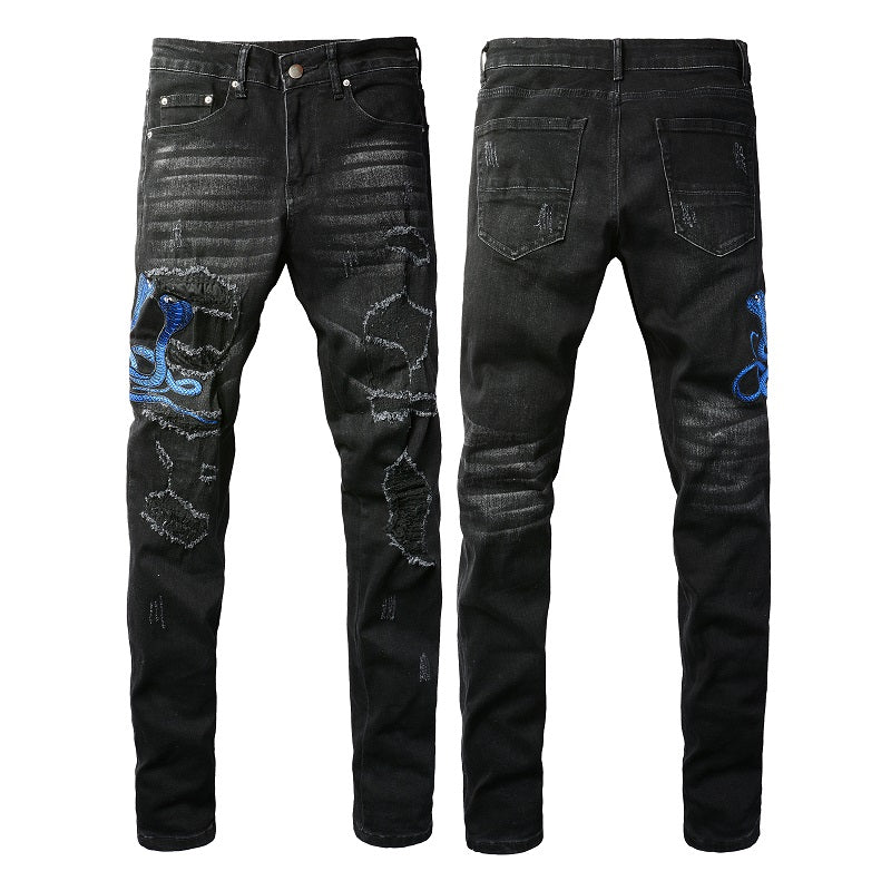 Denim slim fit snake BLUE